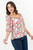 Blusa manga 3/4 en Alana D24 con escote cuadrado, bobitos y corte bajo busto