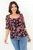 Blusa manga 3/4 en Alana D24 con escote cuadrado, bobitos y corte bajo busto