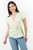 Blusa manga corta en Zafiro Licrado de lunares con escote V cruzado, lazo lateral y manga tulipán