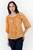 Blusa manga 3/4 en Vienna estampada con escote de doble estilo, bobito y mangas tulipán