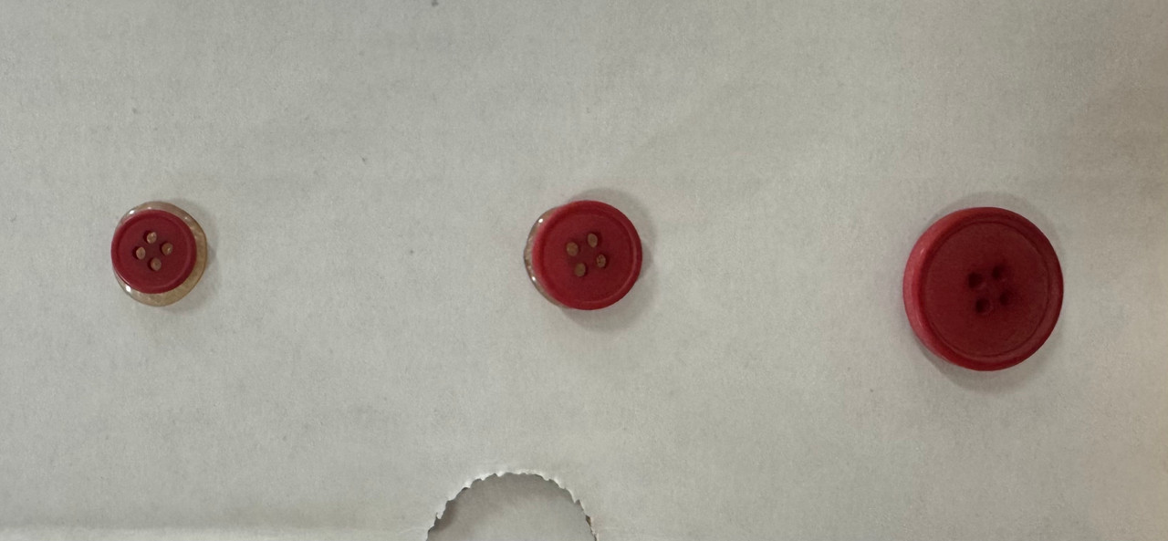 Red Button (three sizes, $1, $2, $3) - Fishman's Fabrics