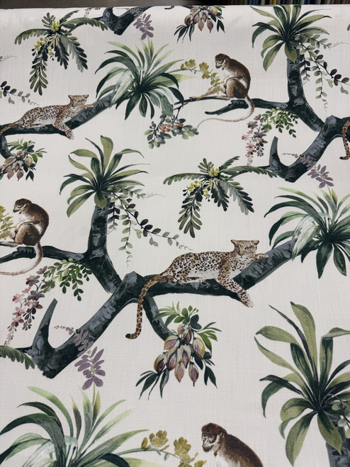 White Lotus Cotton Print - White/Green