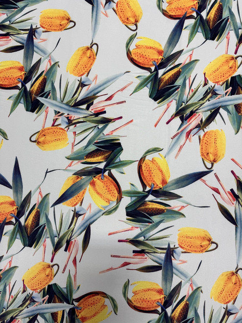 Yellow Tulips Charmeuse Print