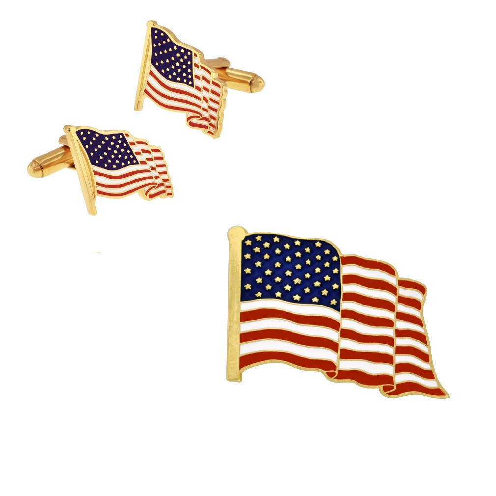 PinMart Patriotic Waving American Flag Lanyard With Safety Release