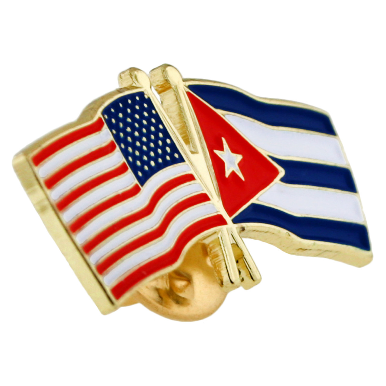American & Cuba Flags Pin 1" 