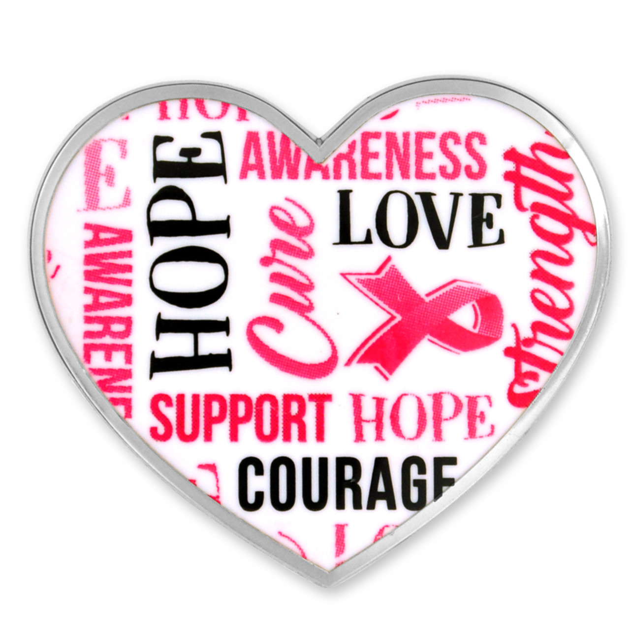 Breast Cancer Heart Words Pin
