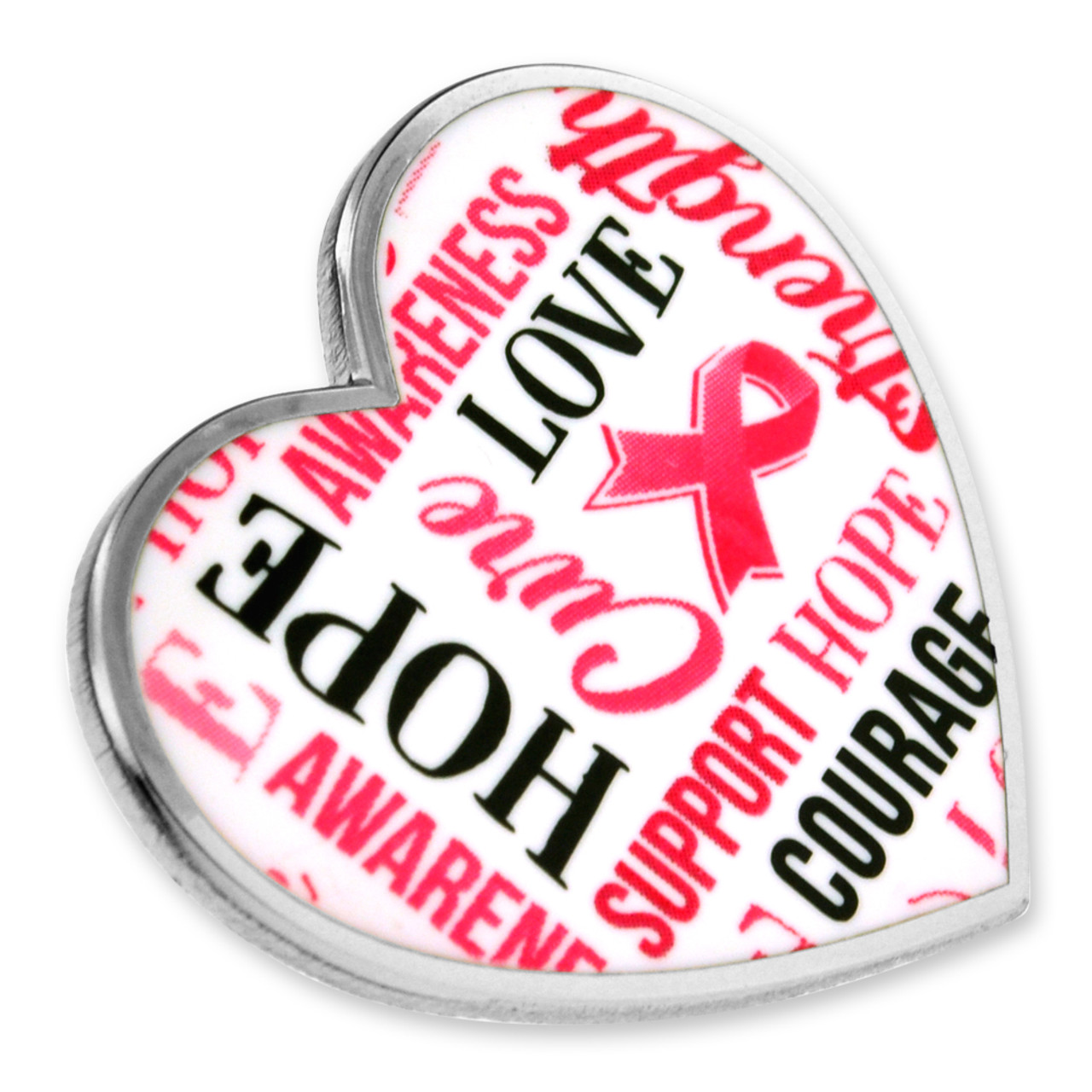 Breast Cancer Heart Words Pin