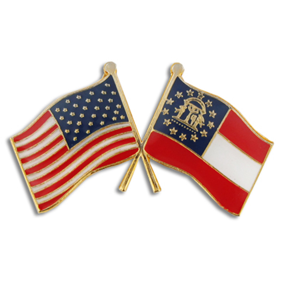 Georgia and USA Crossed Flag Pin | PinMart