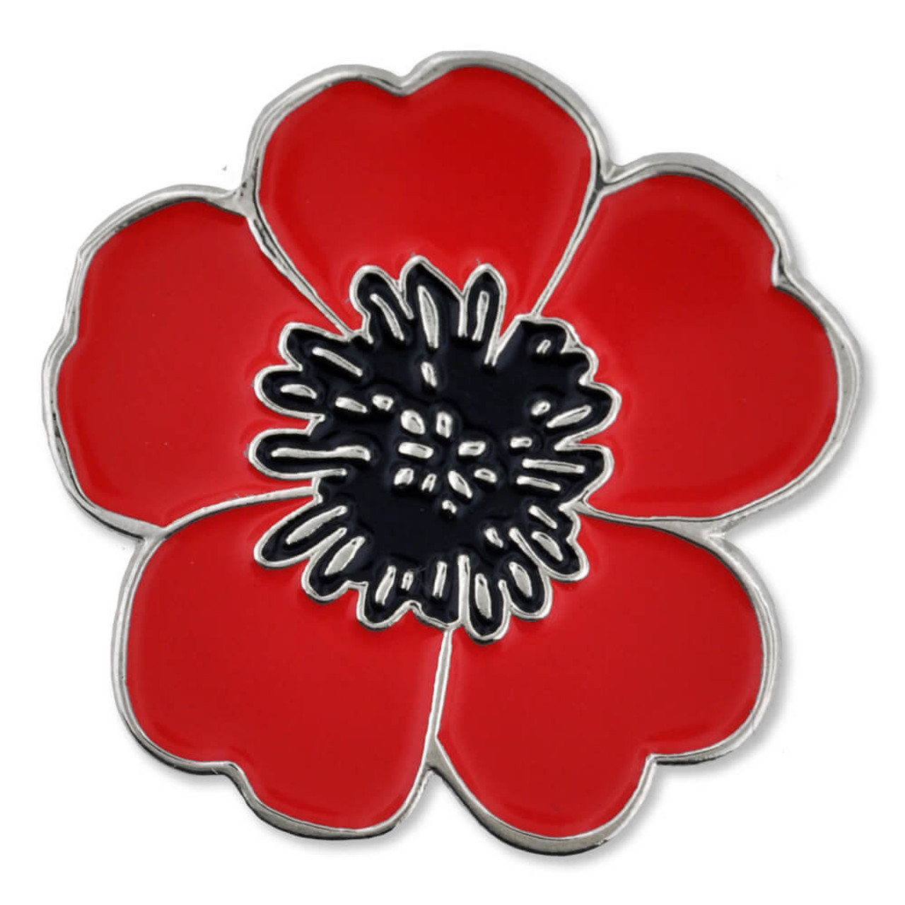 PinMart Pinmart's Red Poppy Flower Remembrance Memorial Day Lapel Pin w/ Magnetic Back, Women's, Size: 1 Piece, Grey Type