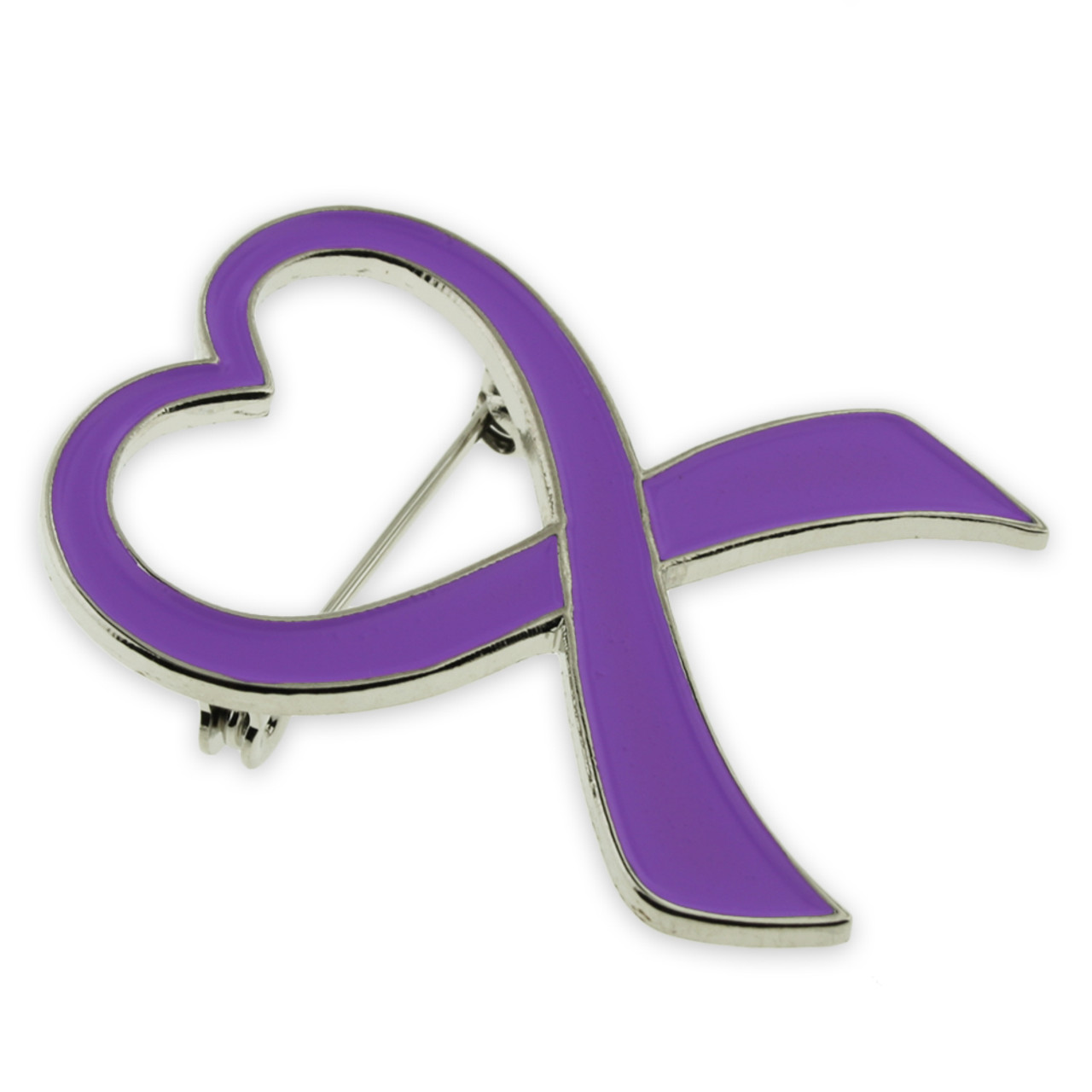 AlondraHanley Purple Ribbon with Heart Pin
