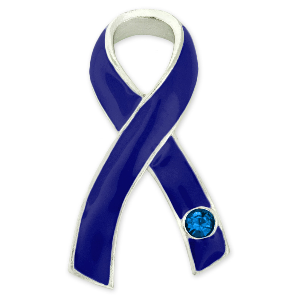 Blue Ribbon with Stone Pin | PinMart