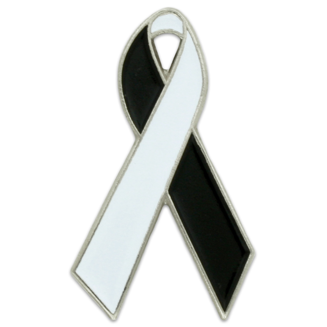 White and Black Awareness Ribbon Pin | PinMart