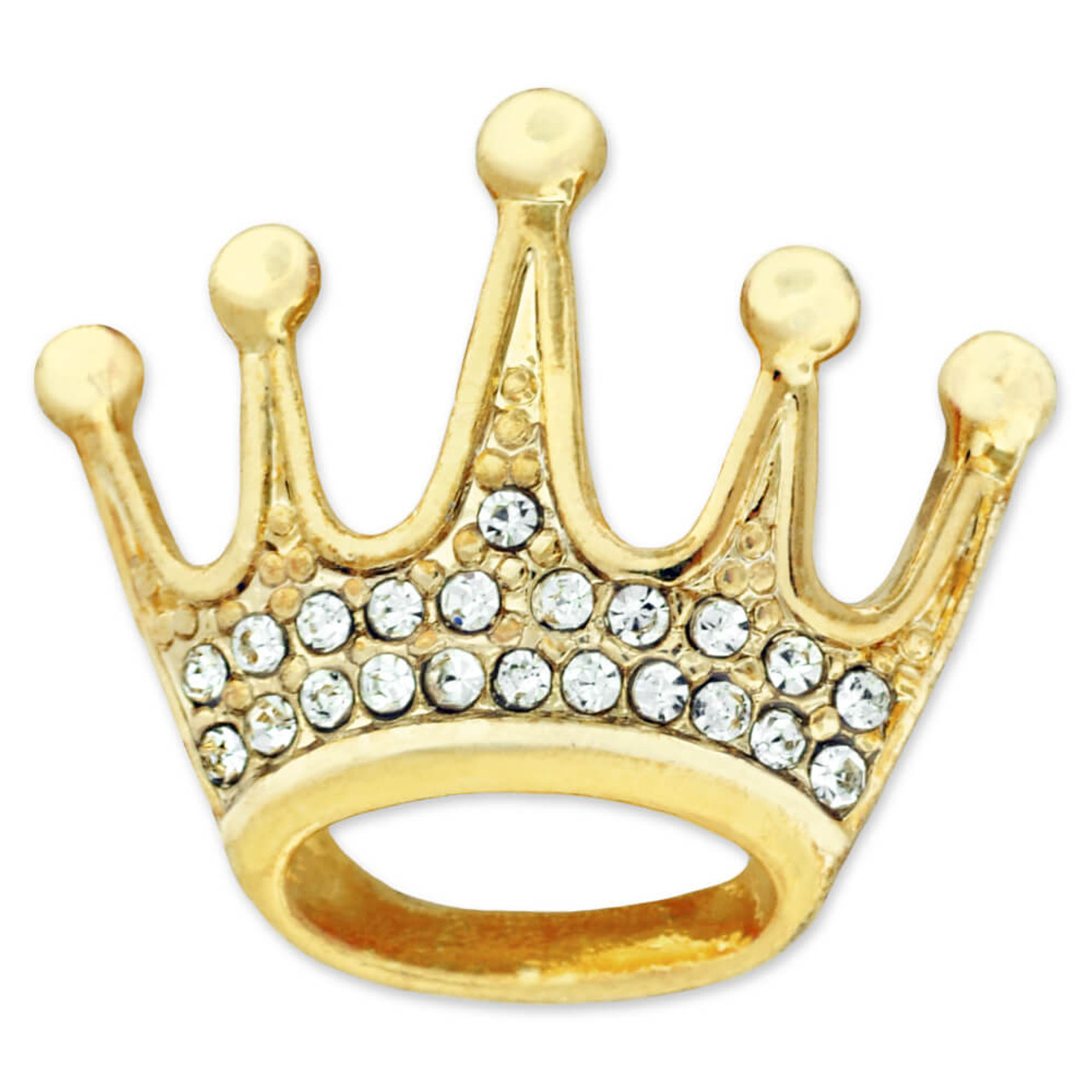Gold Plated Rhinestone Crown Pin | Gold | Rhinestone Pins by PinMart