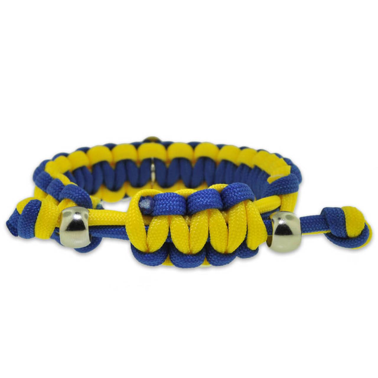 Down Syndrome Blue and Yellow w/ Awareness Ribbon Paracord Adjustable Bracelet, adult Unisex, Size: 1 Piece