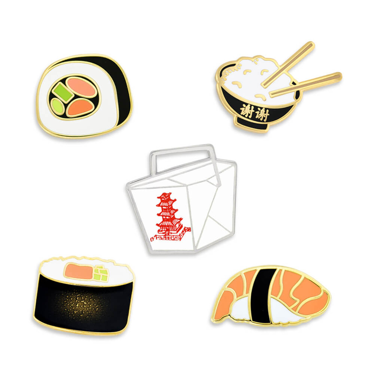 3pcs/set Japanese Food Sushi Enamel Pins California Roll Pin Ebi