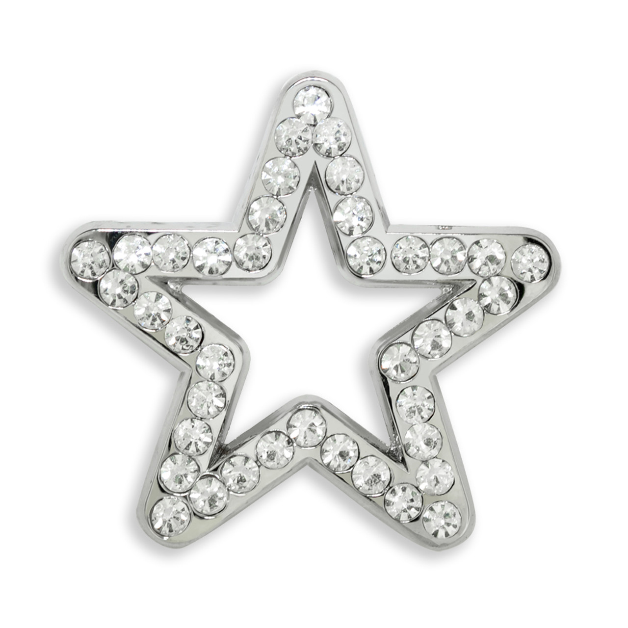 PinMart Silver Plated Shiny Rhinestone Star Brooch Pin