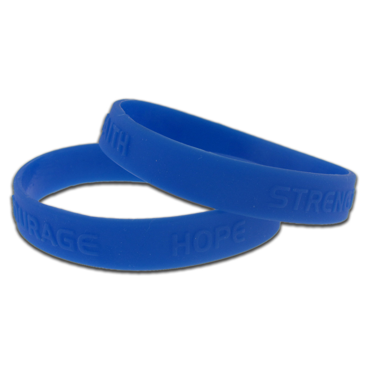 Pinmart's Blue Hope Faith Courage Strength Rubber Bracelet, Size: 1 Piece