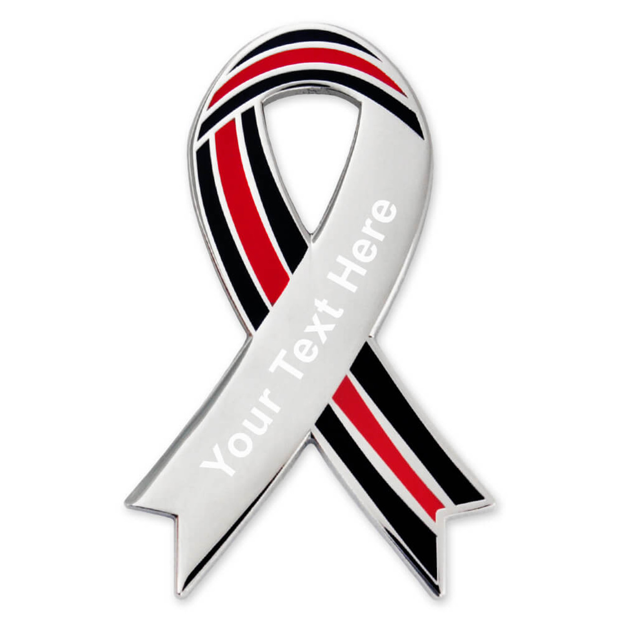 Engravable Thin Red Line Ribbon Lapel Pin | Red | First Responder Pins by PinMart