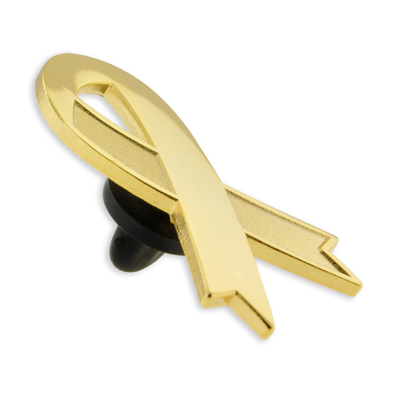 Engravable Gold Awareness Ribbon Lapel Pin