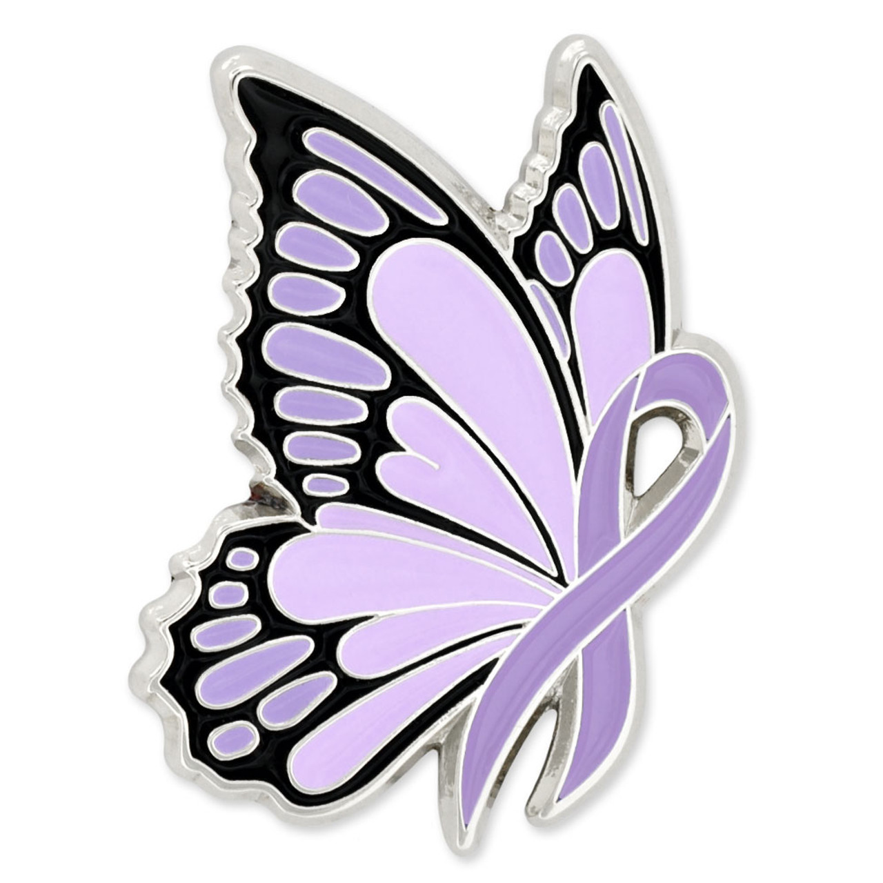 Lavender Ribbon Butterfly Pin | Purple | Cancer Awareness Pins by PinMart