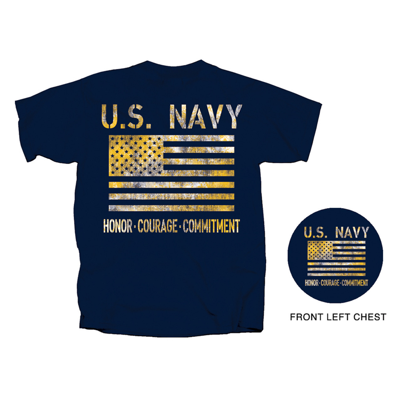 ★87MM★ Mmlg SLOGAN HFT AUTHENTIC NAVY Officially Licensed U.S. Navy Flag Shirt - PinMart