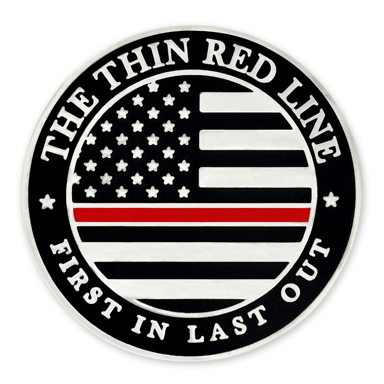 Thin Red Line Awareness Ribbon Pin | Red | First Responder Pins by PinMart