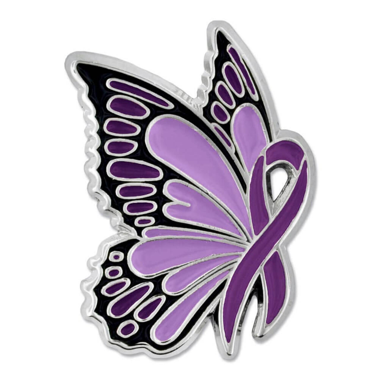 PinMart Breast Cancer Awareness Butterfly Pink Ribbon Enamel Lapel Pin