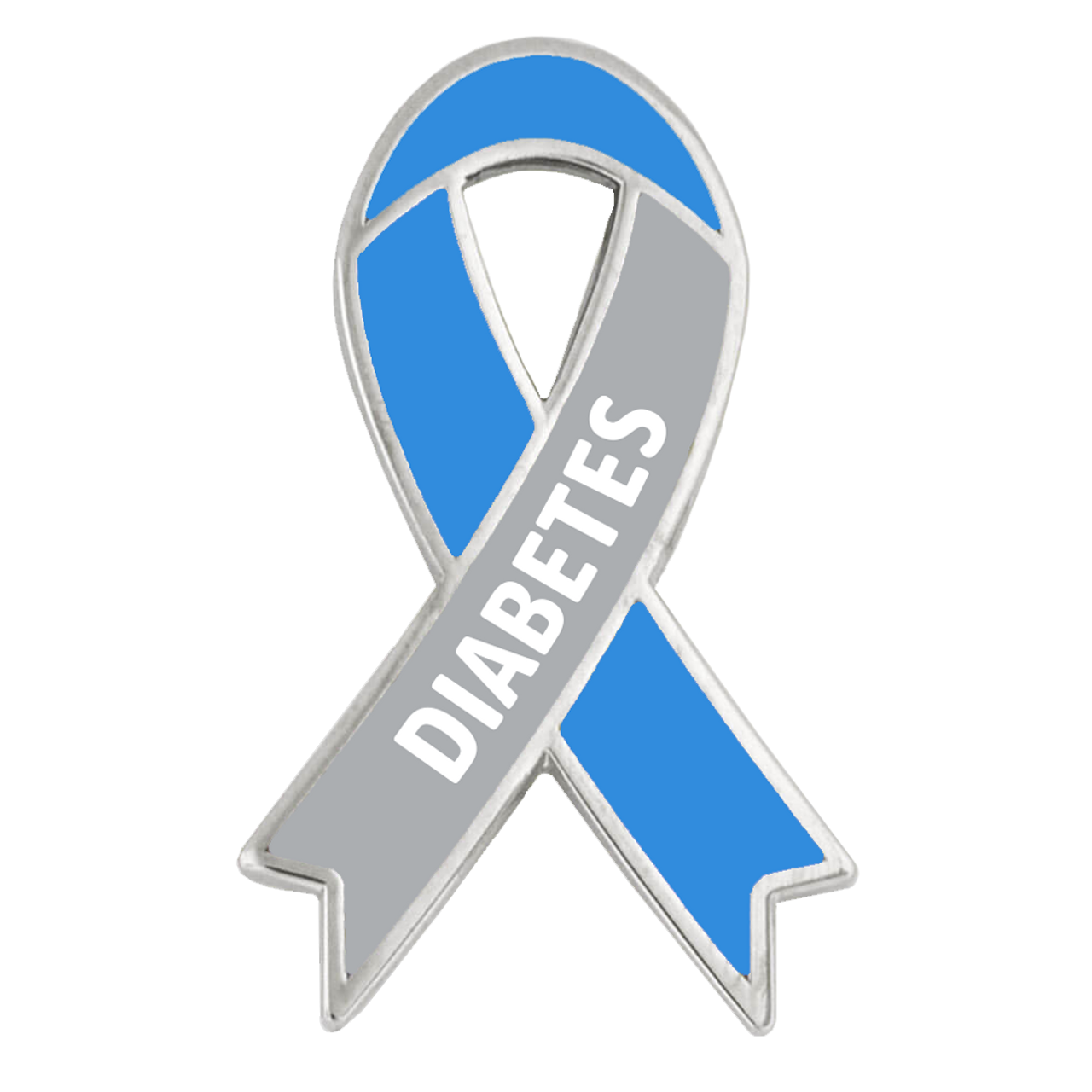 Light Blue Ribbon with Stone Pin | Light Blue | Diabetes Awareness Pins by PinMart