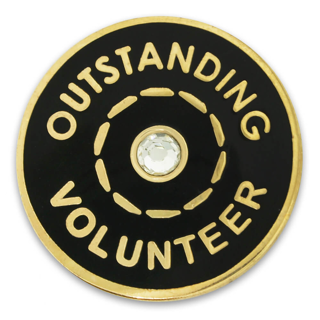 PinMart Pinmart's Silver Plated Rhinestone Volunteer Brooch Pin