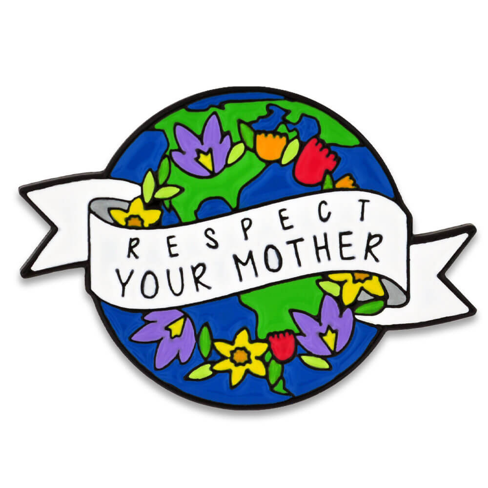 Autocollant "Respect Your Mother" écologie - 10x10cm, Vinyle Brillant, Imperméable, Sans Trace - 2