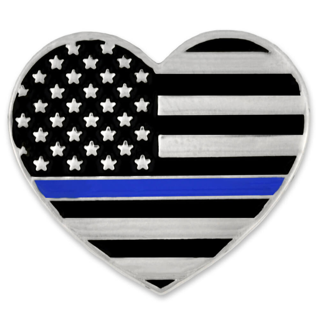 Thin Blue Line Heart / Single / 5 Tattered American Flag Police Support  Graphic Decal Sticker