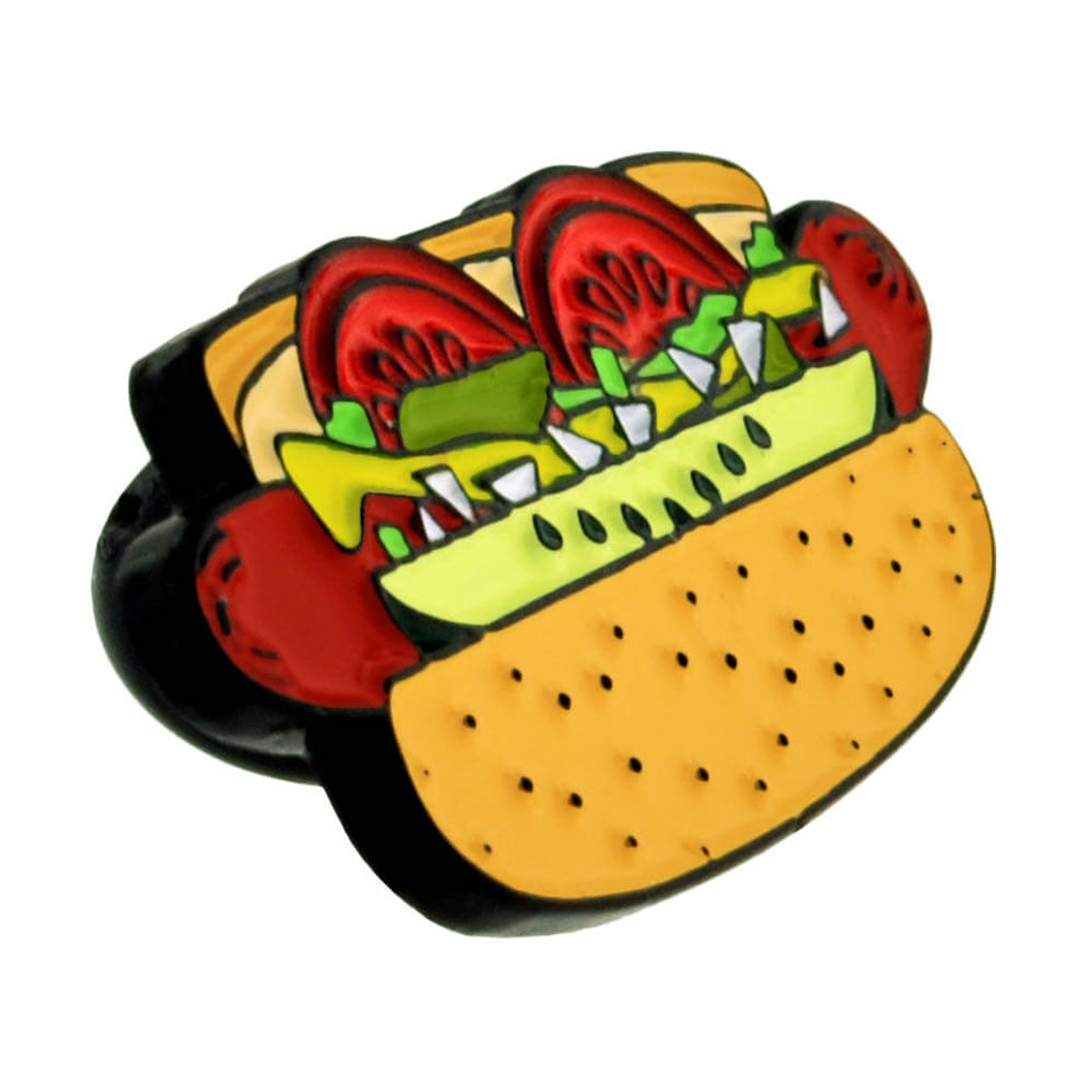 Chicago Style Hot Dog Enamel Keychain