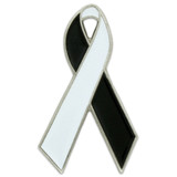 White and Black Awareness Ribbon Pin
