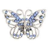 Rhinestone Butterfly Pin Blue