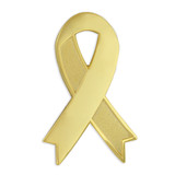 Engravable Gold Awareness Ribbon Lapel Pin