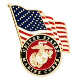 Officially Licensed U.S.M.C. Emblem & USA Flag Pin