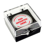 Plastic Gift Box displaying a "Pin Inserted Here" pin to show an example of assembly.