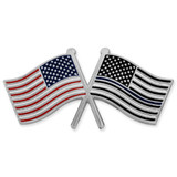 Thin Blue Line USA Crossed Flag Pin