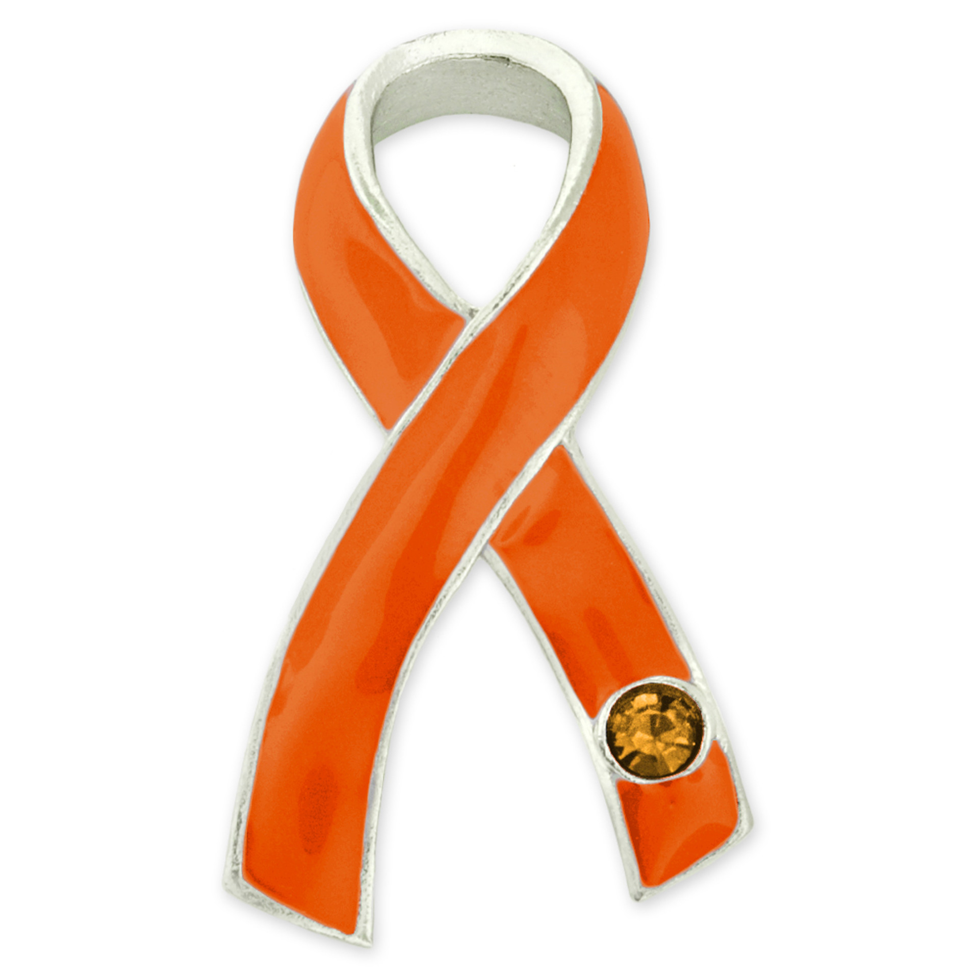 Orange Awareness Ribbon With Stone Pin Pinmart 