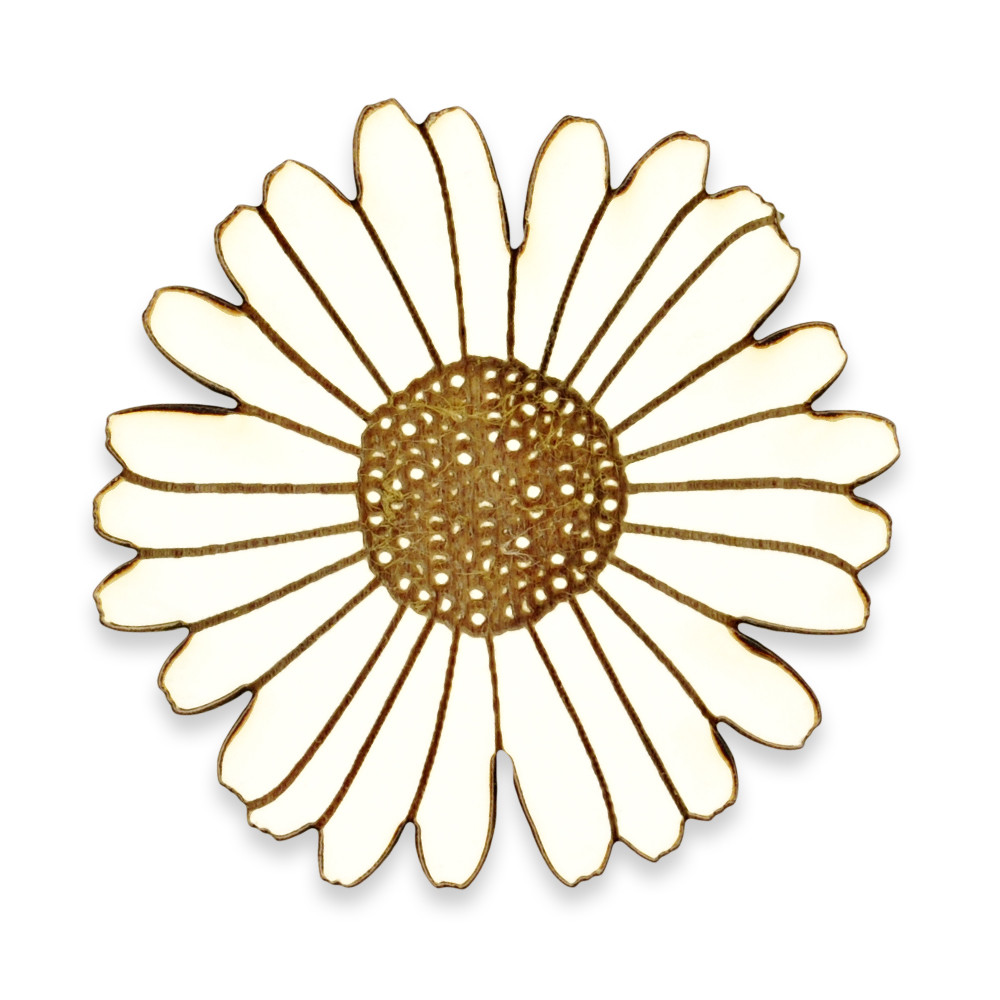 White Daisy Wood Pin PinMart