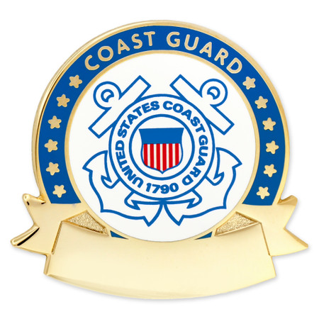 Officially Licensed Engravable U.S. Coast Guard Pin engraved front view