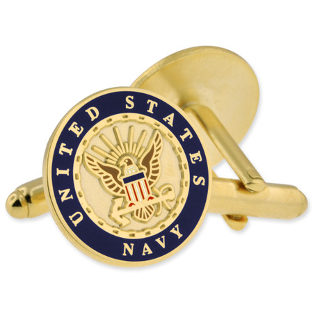 Officially Licensed U.S. Navy Cufflinks Alt Back Gold