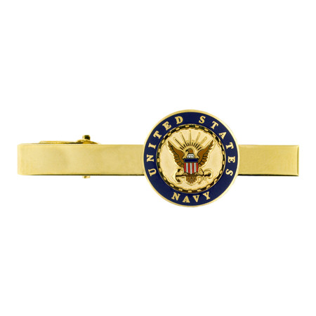 Officially Licensed U.S. Navy Engravable Tie Clip in Gold and Nickel Front View