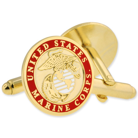 Officially Licensed U.S.M.C. Cufflinks Gold Close