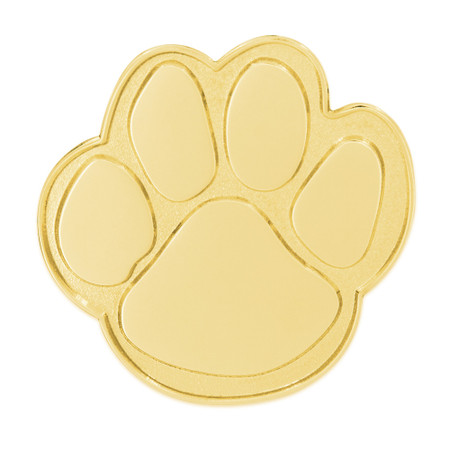 Paw Print Pin in gold, nickel and copper front view