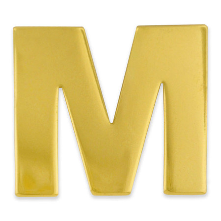 letter m pin gold and silver front view