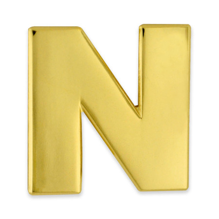 Letter N pin gold and silver front view