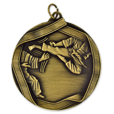 Karate Medal - Engravable (Gold Front)