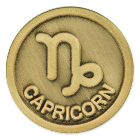 Antique Gold Capricorn Zodiac Pin Front