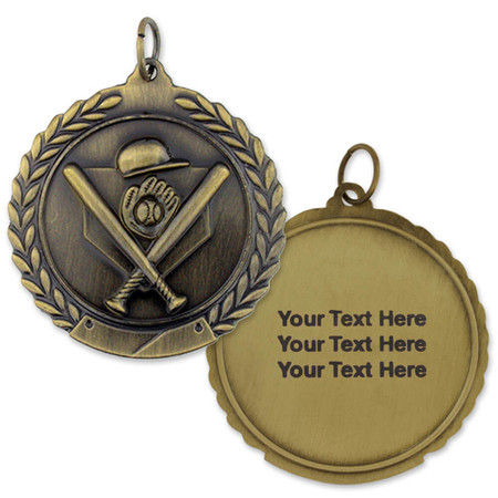 Baseball Medal - Engravable Antique gold